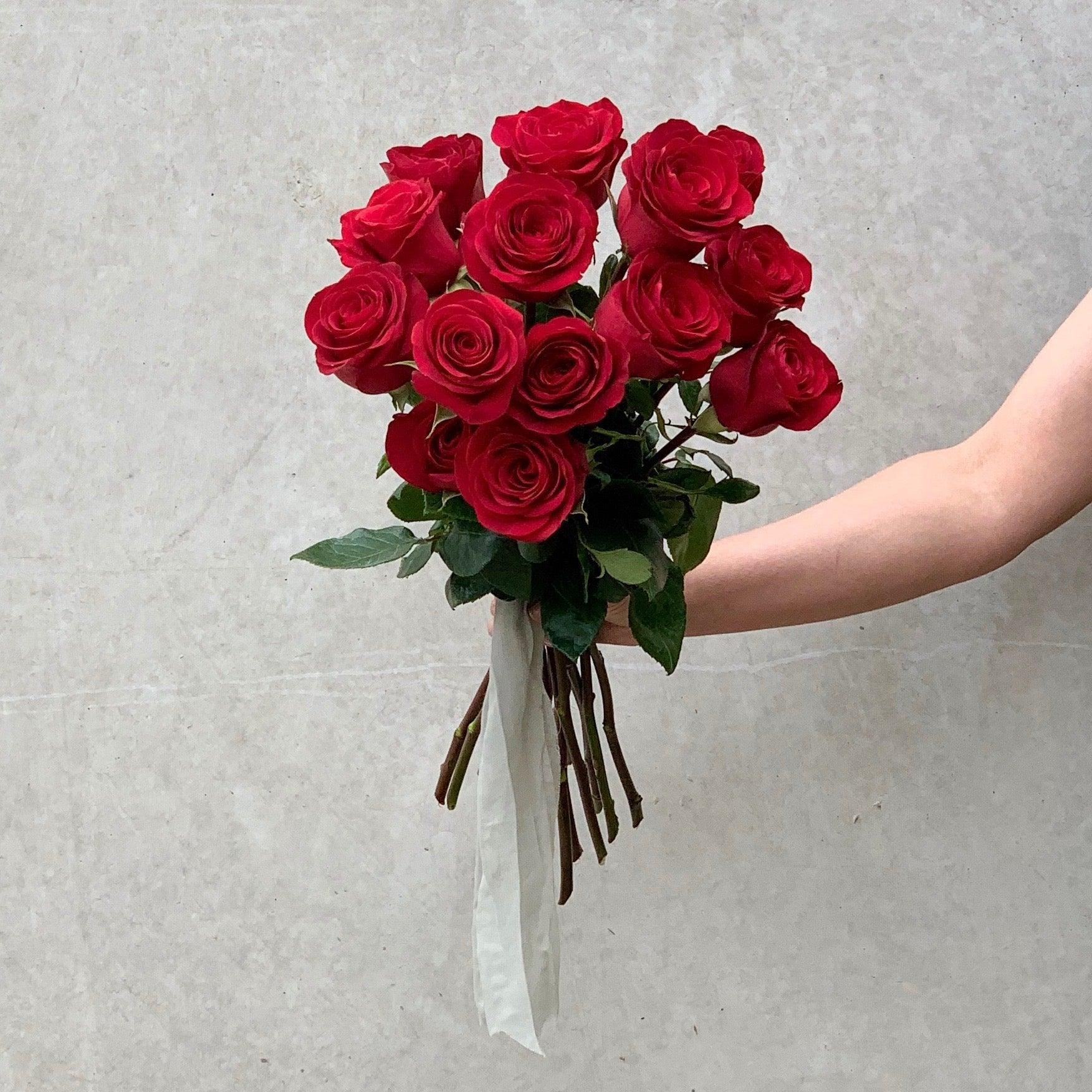 One Dozen Red Rose Presentation - Herbivore Florals